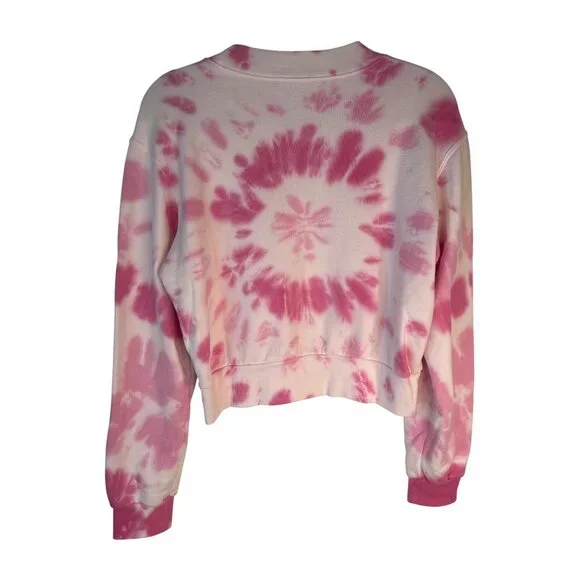 Pam & Gela Medium Tie-Dye Pink & White Cropped Sweatshirt - Picture 6 of 16